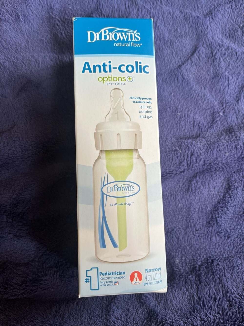 Dr. Brown's Natural Flow Anti-Colic Options+ Narrow Baby Bottle, 4oz/120ml